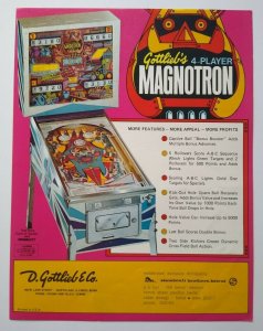 Magnotron Pinball FLYER Original 1974 Science Fiction Game Robot Art Retro