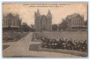 1940 Across Parade Ground Buildings Companies Veterans Administration Postcard