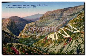 Old Postcard From Around Laces Sospel the Col De Braus Nice Road has the & # ...