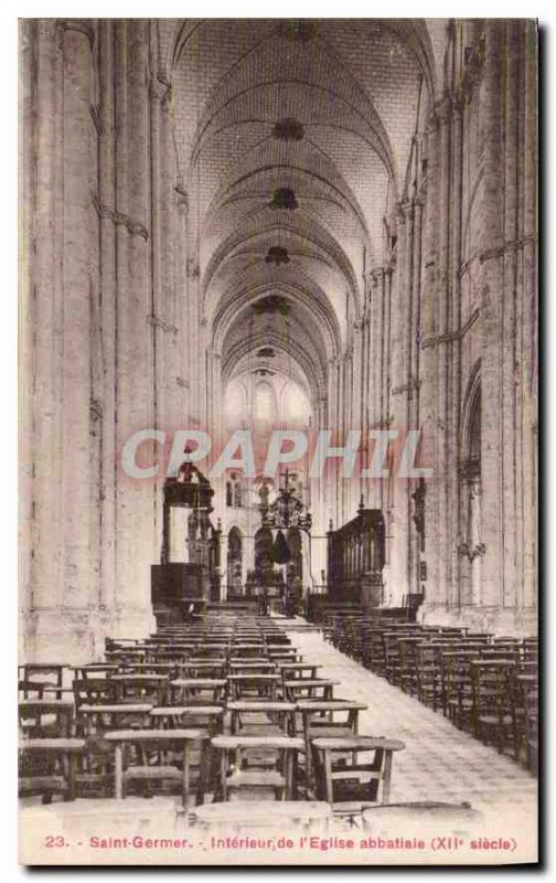 Old Postcard Saint Germer Interior of the abbey church