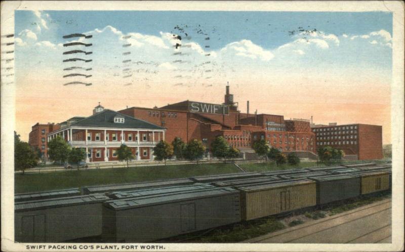 Ft. Fort Worth TX Swift Packing Co Plant 1917 Used Postcard TRAIN CARS