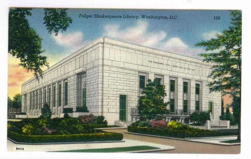 Folger Shakespeare Library, Washington, D.C. unused linen PPC