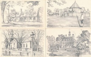 (10 cards) Williamsburg VA Virginia a/s Charles Overly Tavern Church Palace etc