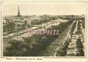 Modern Postcard Paris panorama of the Seine Eiffel Tower