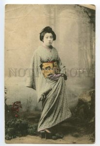 491717 Japan geisha in kimono mail Kazan Ryazan mail car number 136 postcard