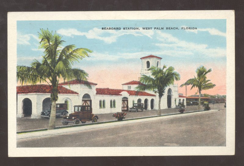 WEST PALM BEACH FLORIDA RAILROAD DEPOT TRAIN STATION VINTAGE POSTCARD