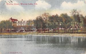 Winona Lake Indiana~Winona Hotel on Opposite Shoreline~1910 Postcard