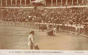 RPPC SEVILLA Corrida De Toros Ovacion a Bombita Bullfight 1900s Vintage Postcard