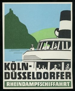 VINTAGE HOTEL KOLN-DUSSELDORFER RHEINDAMPFSCHIFFAHRT LUGGAGE STICKER 13-69X