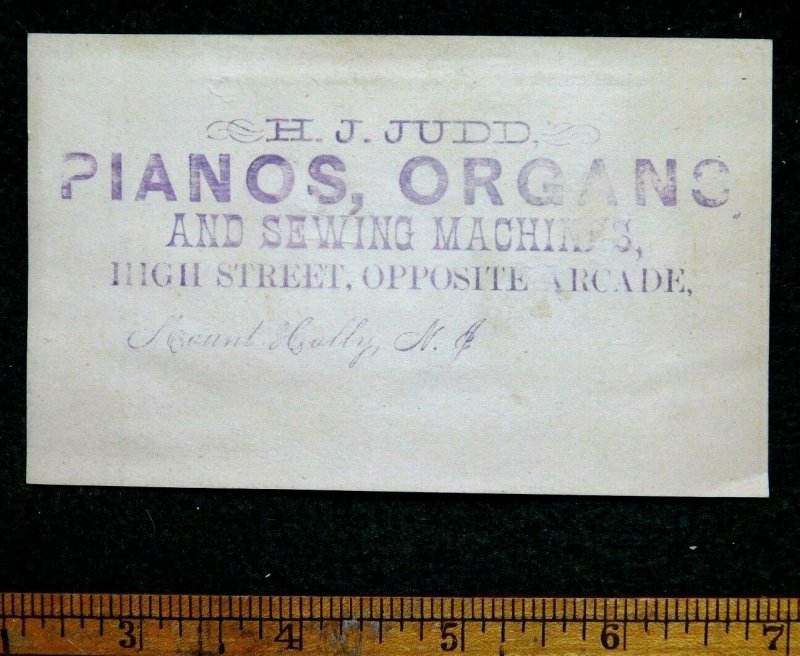 Domestic Sewing Machine Co H.J Judd Pianos Organs Graphic Trade Card F3