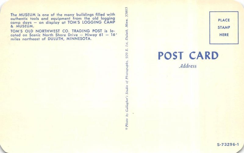 Duluth, MN Minnesota  TOM'S LOGGING CAMP~MUSEUM~TRADING POST  Roadside  Postcard