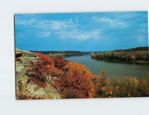 Postcard View of Rock River from Castle Rock Oregon Illinois USA