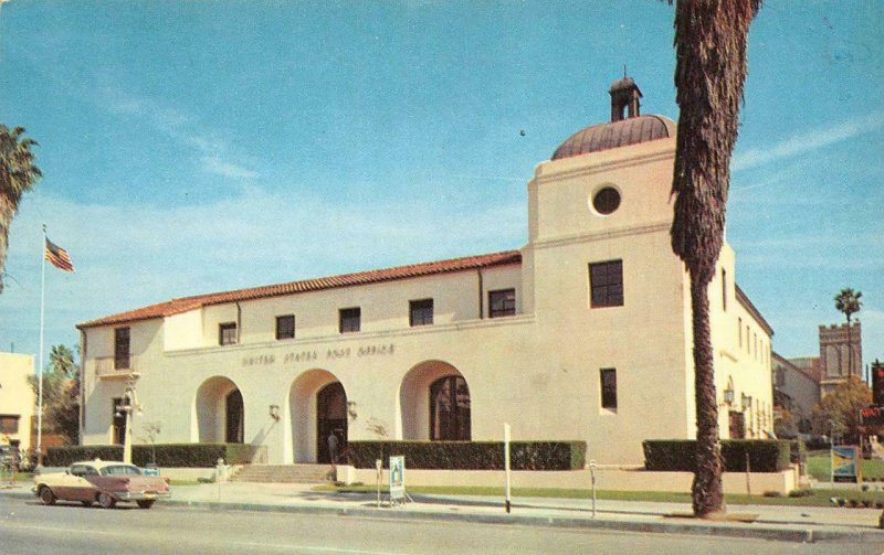 RIVERSIDE, California CA   POST OFFICE & 50's Car Outside   Chrome Postcard