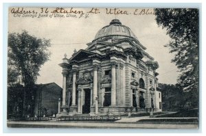 1906 The Savings Bank Building Street View Utica New York NY Antique Postcard 