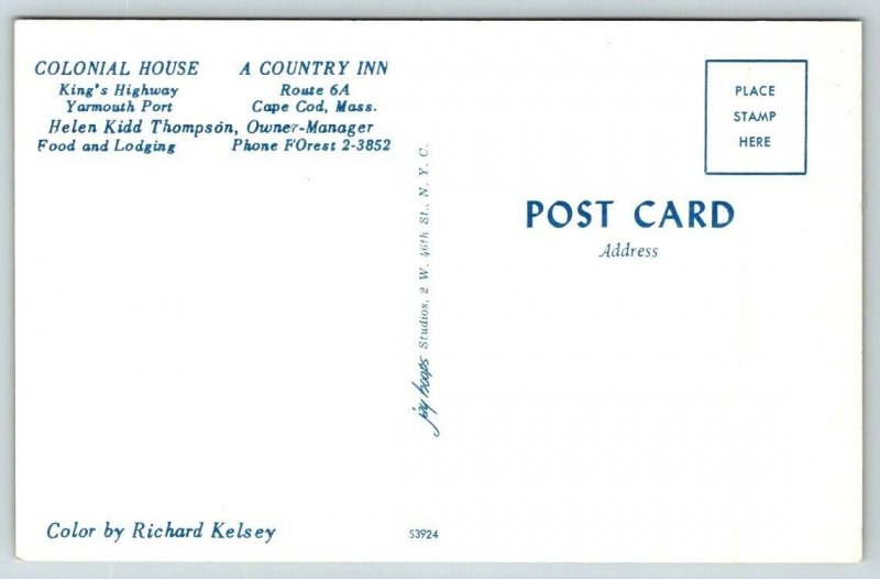 Country Inn & Colonial House  Cape Cod  Massachusetts   Postcard