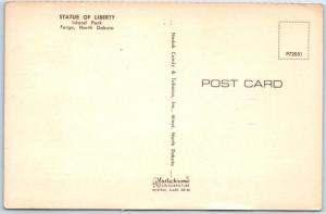 FARGO, North Dakota  ND   Island Park  STATUE OF LIBERTY  ca 1960s  Postcard