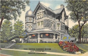 J17/ Denver Colorado Postcard Linen Tiffin Dining Room Restaurant 203