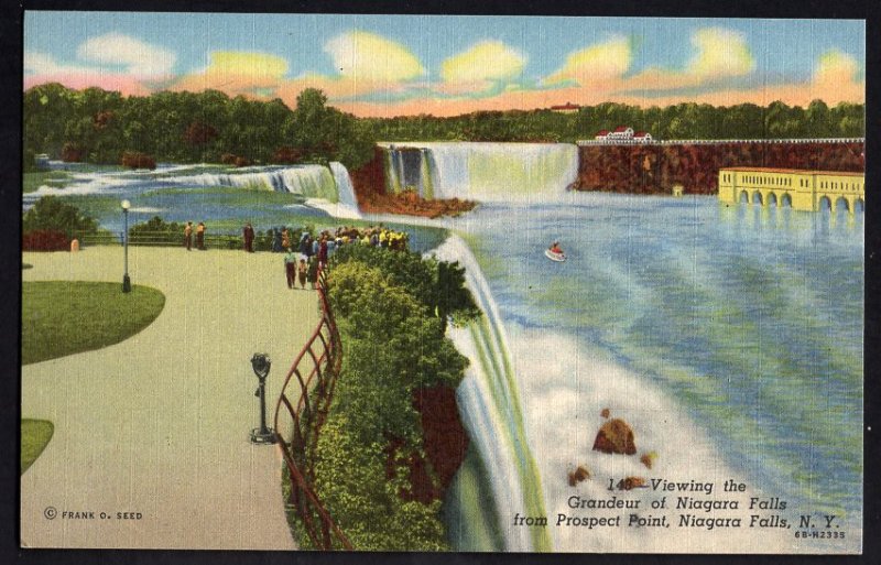 New York NIAGARA FALLS Viewing the Grandeur from Prospect Point - LINEN