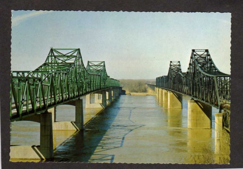 MS Mississippi River Bridges in Vicksburg Postcard Old US Route 80 Bridge & I-20