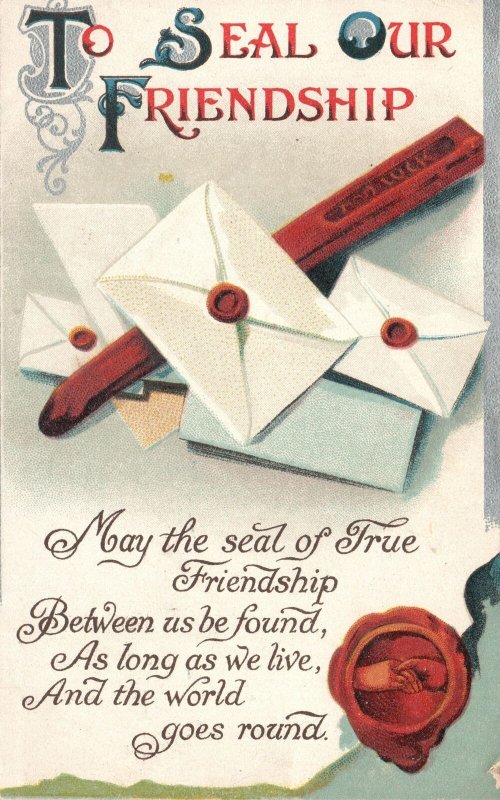 Vintage Postcard To Seal Our Friendship As Long As We Live And The World Goes