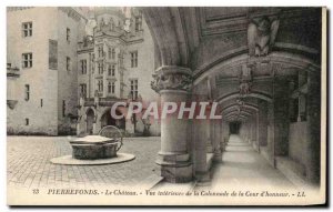 Old Postcard Pierrefonds Chateau Inside view of the Colonnade of the Court & ...