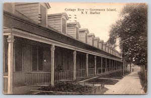Governors Island~New York Harbor~Cottage Row~Army Post Homes~1913 B&W Postcard
