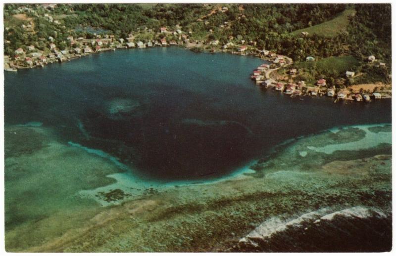 Honduras Roatan Coxen Hole Aerial View 1960s-1970s Postcard