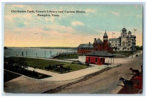 1911 Chickasaw Park Cossett Library & Custom House Memphis Tennessee TN Postcard