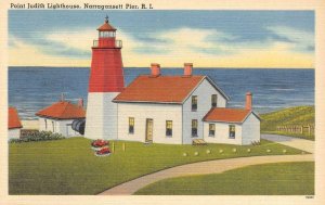 Point Judith Lighthouse, Narragansett Pier, Rhode Island c1940s Vintage Postcard