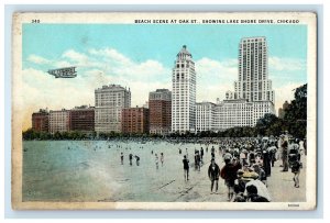 c1930s Beach Scene at Oak Street, Showing Lake Shore Drive Chicago IL Postcard 