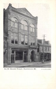 Hagerstown Maryland Masonic Temple, Undivided Back Vintage Postcard U9417