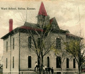 Second Ward School Building Salina Kansas KS UNP DB Postcard Ekstrand Drug Co 