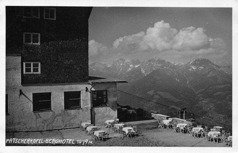 A073 Austria 1940 Patscherkoffel Hotel Restaurant Tables Chairs RPPC postcard