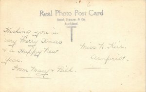 NEW ZEALAND c1910 RPPC Real Photo Christmas Greetings Postcard Auckland