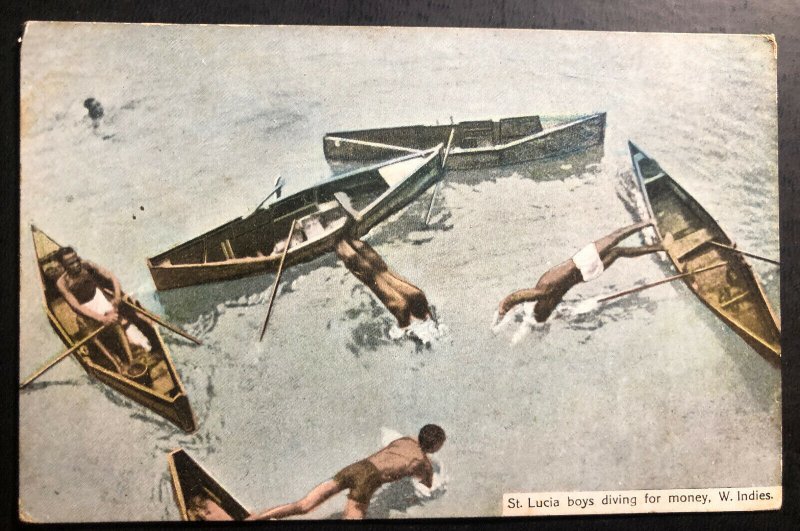 Mint St Lucia West Indies Color picture Postcard Voy Diving For Money