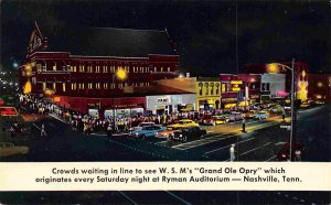 Grand Ole Opry Ryman Auditorium Night Nashville Tennessee 1950s postcard
