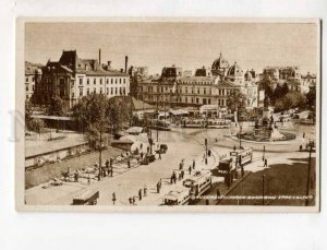 402387 ROMANIA Bucharest Bratianu place TRAMS Vintage postcard