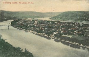 1909 Wheeling West Virginia Wheeling Island Birdseye Postcard 25-11705