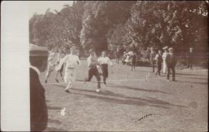 Running Race - Boys at Finish Line c1910 Real Photo Postcard