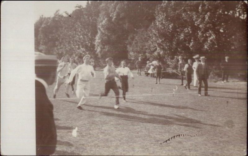 Running Race - Boys at Finish Line c1910 Real Photo Postcard