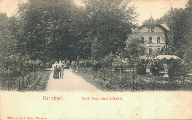 Czech Republic Karlsbad Cafe Freundschaftshaus Karlovy Vary Postcard 07.12