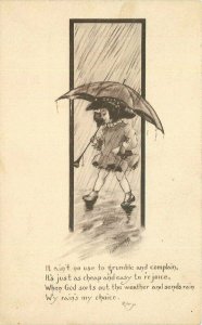 Cobb Shinn Girl umbrella Riley Rain Saying Postcard 20-13117