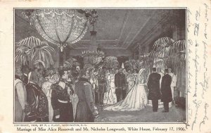 POLITICAL MARRIAGE ALICE ROOSEVELT & LONGWORTH WHITE HOUSE POSTCARD 1906