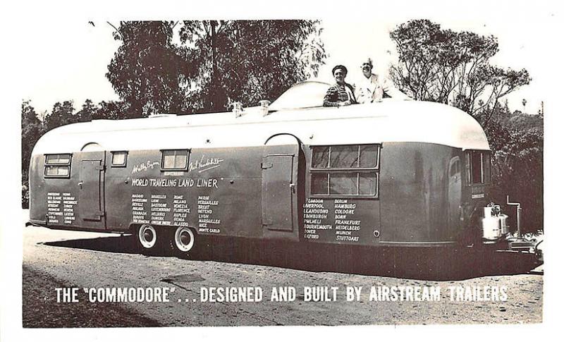 Los Angeles CA Airstream Trailers THe Comodore Land Liner RPPC Postcard