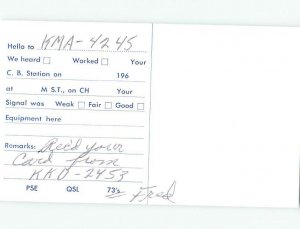 Pre-1980 RADIO CARD - CB HAM OR QSL Newton New Jersey NJ AH0600