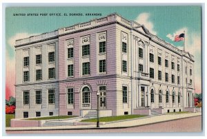 c1940's United State Post Office Building US Flag El Dorado Arkansas AK Postcard