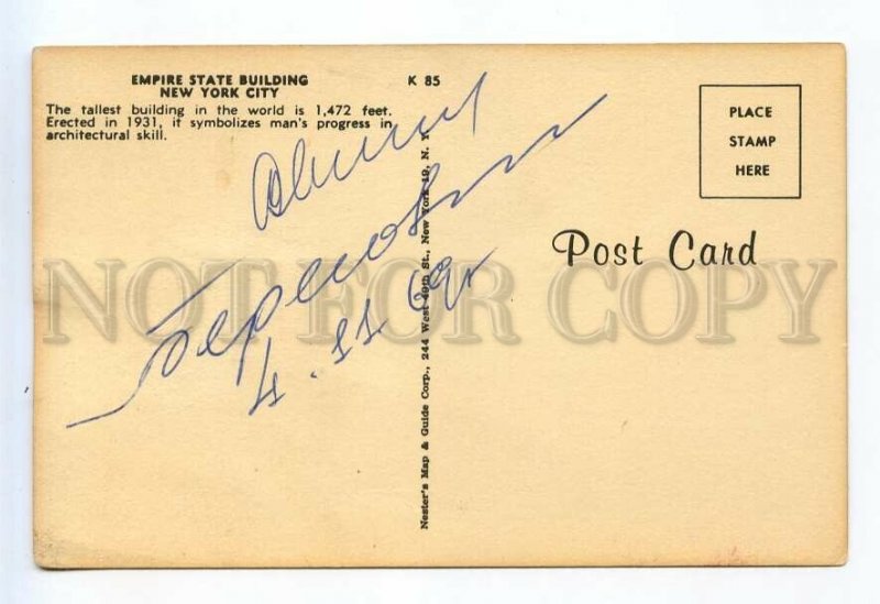 521040 1969 New York Empire State Building space autograph Cosmonaut Beregovoy