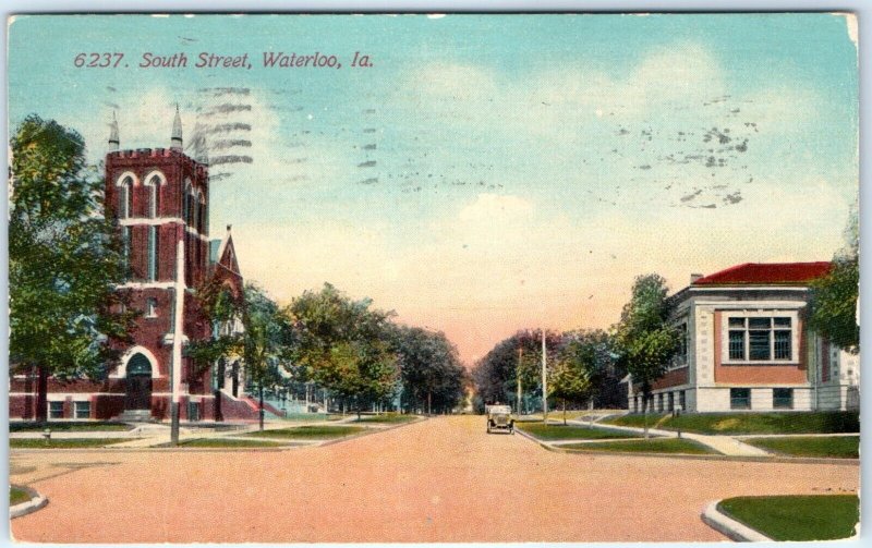 c1910s Waterloo, IA South St. Residential Street Photo Litho Postcard A63