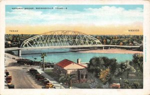 BROWNSVILLE, TX Texas  GATEWAY BRIDGE To MEXICO Bird's Eye View c1920's Postcard