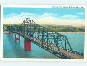 Unused Linen BRIDGE SCENE Jefferson City Missouri MO H8121